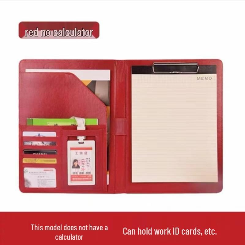 A4 Leather Business Folder with Calculator and Notepad Holder