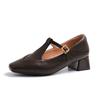 Retro Mary Jane shoes women's new autumn thick heel medium heel single shoes with buckle belt light mouth small leather shoes