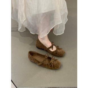 Inner height increase! Korean retro polka dot square head Mary Jane shoes light mouth single shoes ballet shoes early autumn French women's shoes