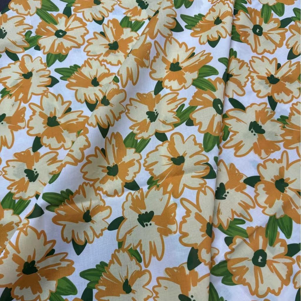 100% 60S High-Density Poplin Cotton - Digital Floral Print, Skin-Friendly, Premium Women's & Kids' Clothing Fabric