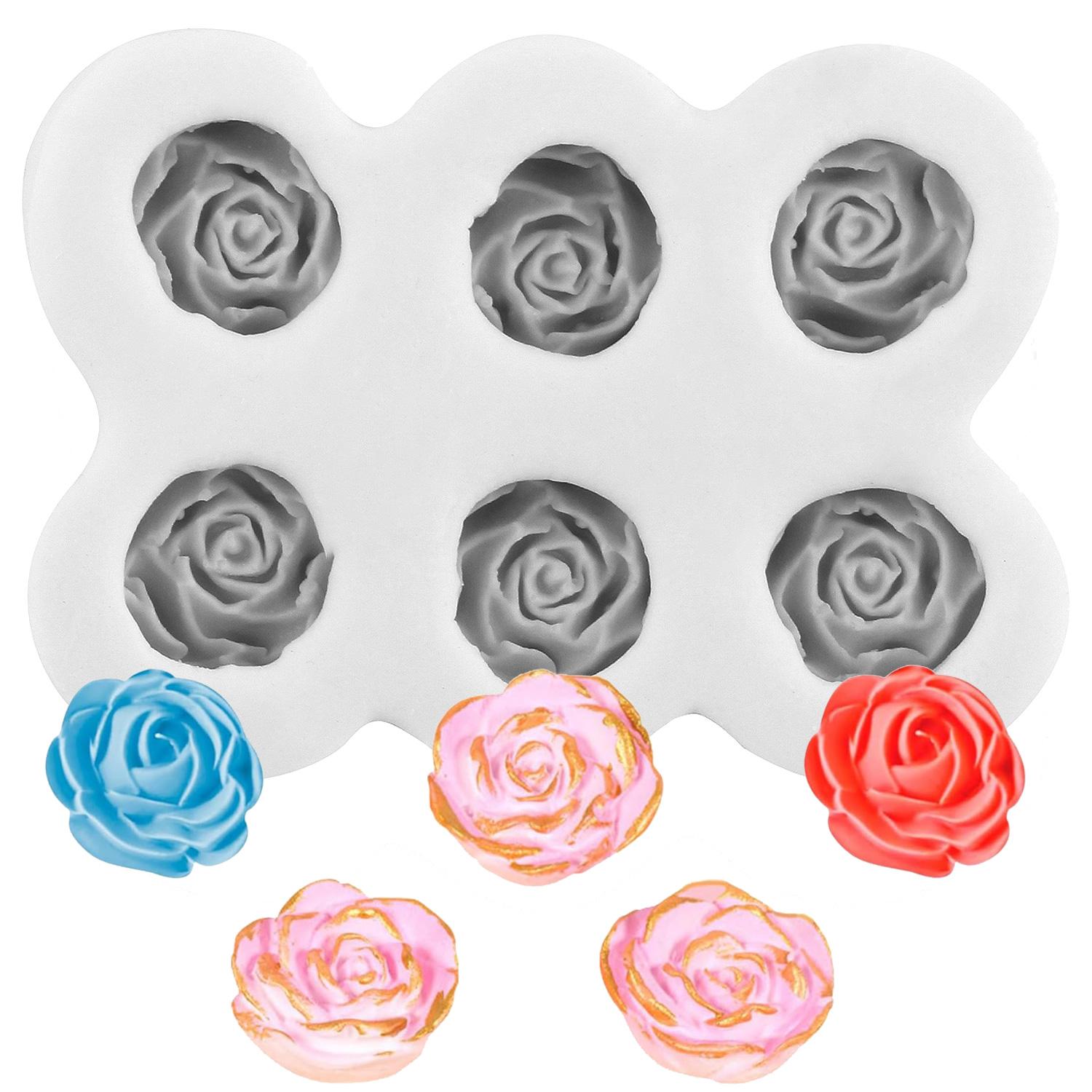 

Flower Silicone Molds Rose Flower Fondant Mold Cake Decorating Tools Cupcake Topper Candy Resin Clay Chocolate Gumpaste Mold серый
