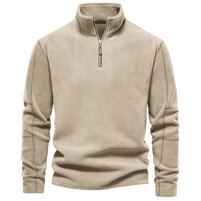 

Men s Autumn and Winter New Stand-up Collar Half-zip Long-sleeved Sweatshirt Trendy Casual Solid Color Men s Polar Fleece Top S