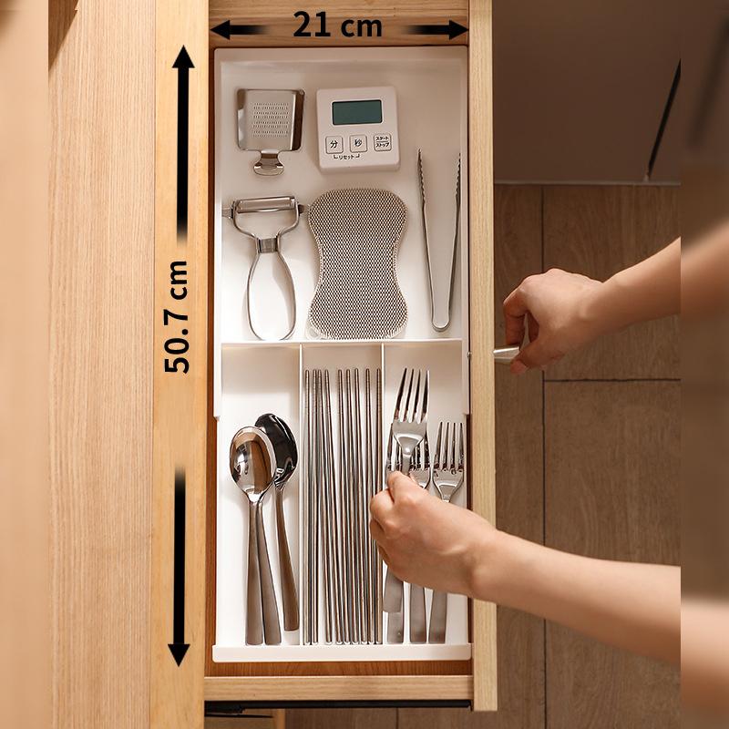 Organizér do zásuvky kuchyňské skříňky Roztažitelný Multifunkční Podnos na uložení kuchyňského náčiní Kuchyňské nádobí Klasifikovaný Organizační Podnos