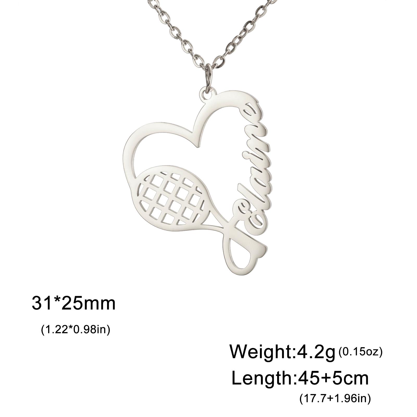 

Custom Love Tennis Racquet Name Necklace Stainless Steel Jewelry Sports Personalized Pendant Valentine s Day Gifts 2026 Trend 45cm