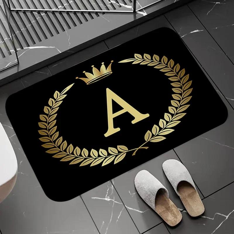 Disney Black Golden Crown Letter Floor Mats Non-slip Kitchen Rug Doormat Entrance Door Home Welcome Carpet Exquisite