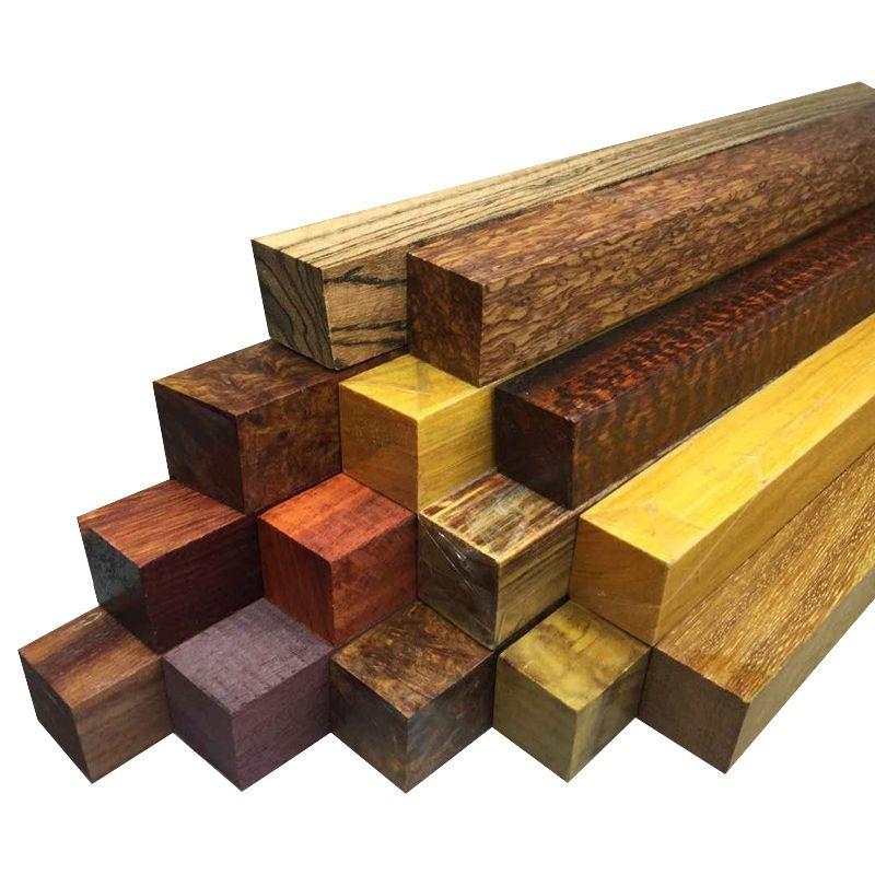 30x2.2x2.2cm Rosewood Buddha Beads Blanks Small Leaf Red Sandalwood Golden Star Square Wood Rods for Couple Bracelet Making