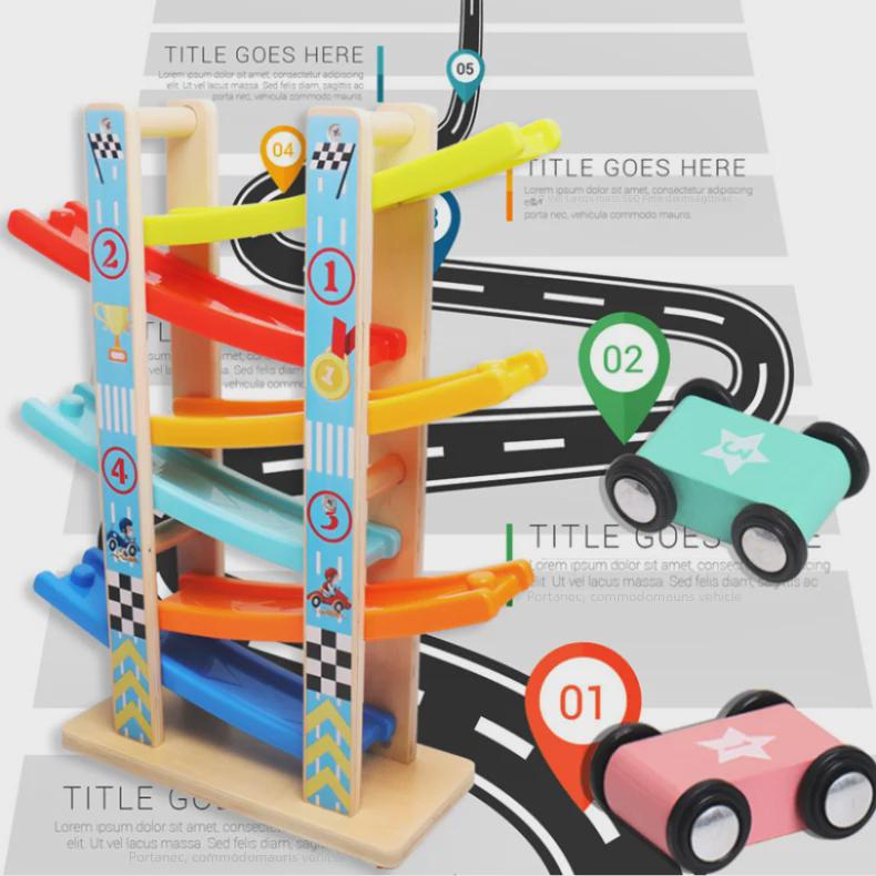 Colorful Wooden Educational Glide Car for Children - Fast, Interactive Parent-Child Toy