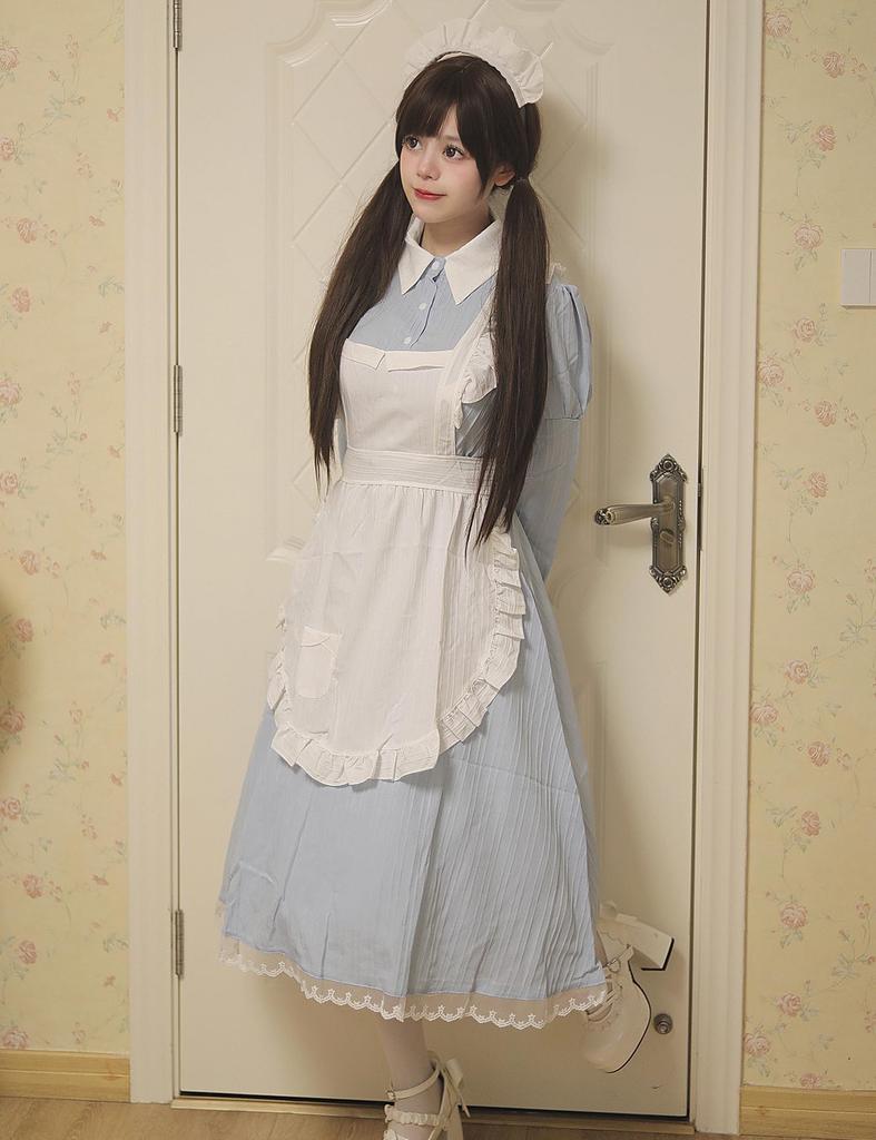 MEYOIJK Maid Gothic Lolita Long Cosplay Classical and Halloween Light Traditional Lolita Plus Sizes for Women and Maid Costume for Cultural Festivals