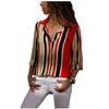 Women's Fashion V-neck Long Sleeve Printed Shirt Casual Elegant Blouse Top