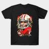 Men Black Print T-shirt Joe Montana Vintage Bootleg No-Cut Transfer Paper Print Cotton Tshirt