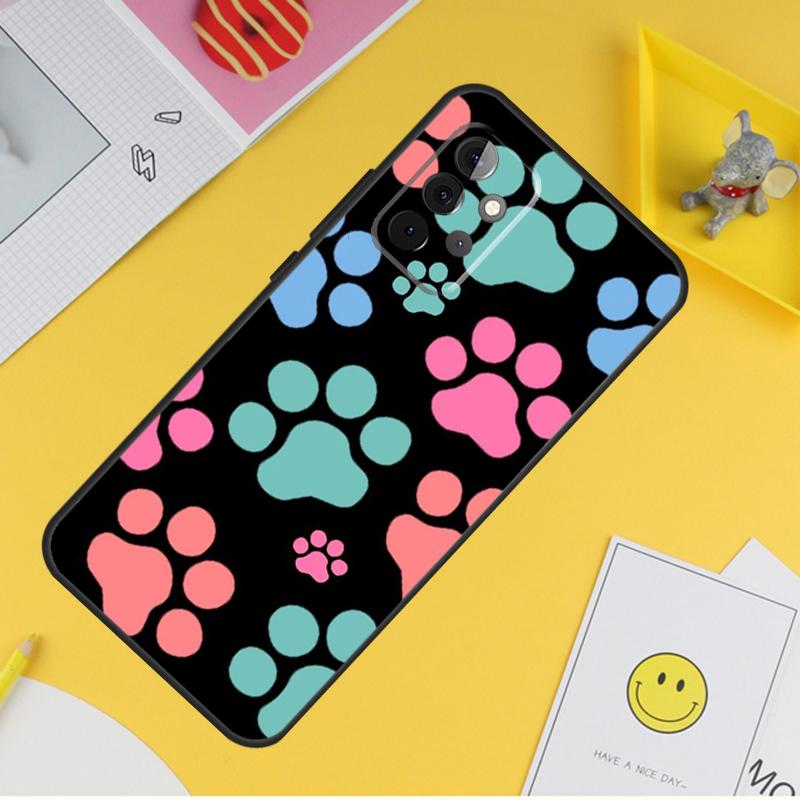 Cat Dog Paws Case For Samsung Galaxy A53 A33 A23 A13 A06 A56 A16 A36 A55 A35 A17 A54 A34 A14 A52 A32 A15
