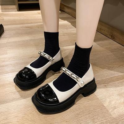 Not Tired Feet Soft-soled Mary Jane Single Shoes Women's New Thick-soled Small Leather Shoes Thick-heeled Versatile Single Shoes
