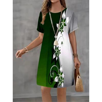 Summer Fashion Colorful Flower Printed Dress New Ladies Loose Oversized Comfortable Dress