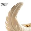 Warm Touch Home Accessory 3D Printed Feather & Crescent Moon Trinket Dish, Silk White Matte Decorative Design Storage Bowl, Artistic Multi-Functional