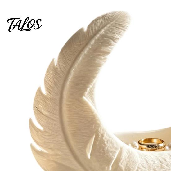Warm Touch Home Accessory 3D Printed Feather & Crescent Moon Trinket Dish, Silk White Matte Decorative Design Storage Bowl, Artistic Multi-Functional
