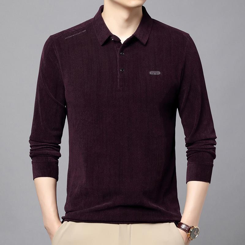 Autumn Long Sleeve Polo Shirt Men's Lapel Collar Casual Fashion Versatile T-Shirt Middle-Aged & Young Top