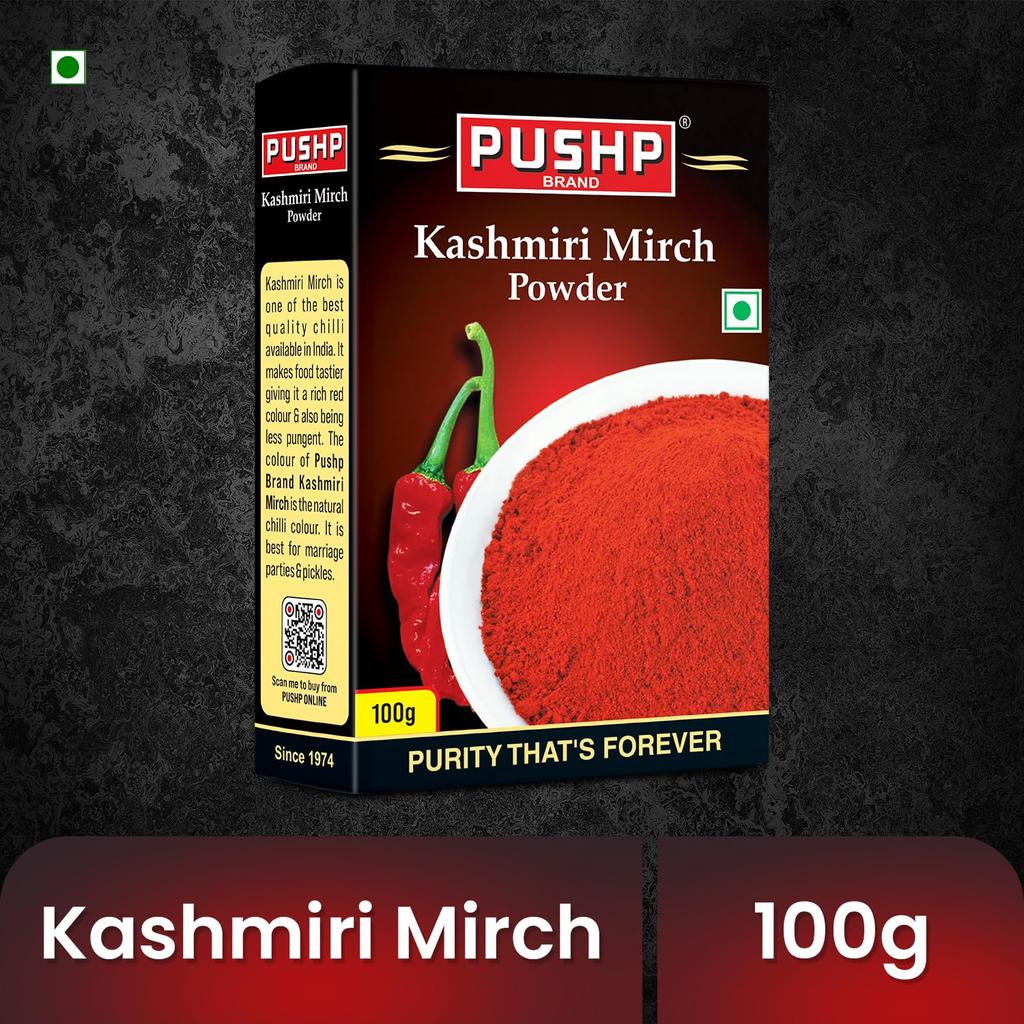 Pushp Merk Kashmiri Rode Chilipoeder Authentiek Indiaas Kruid Voor Rijke Kleur En Smaak 100g Pak Van 1 Natuurlijke Smaak