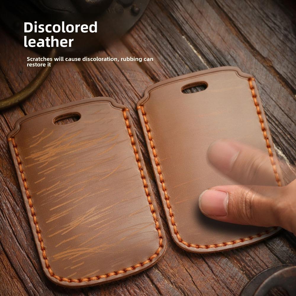 Handmade Leather Vintage Key Cover for VW Touareg with Stitching Custom Key Case