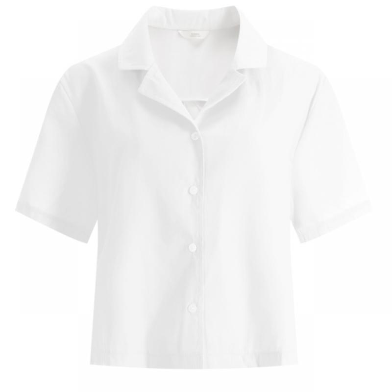 Shop   Women  S Collar Neck Semi Crop Plain Short Sleeve blouSe Shirt Yellow Ean