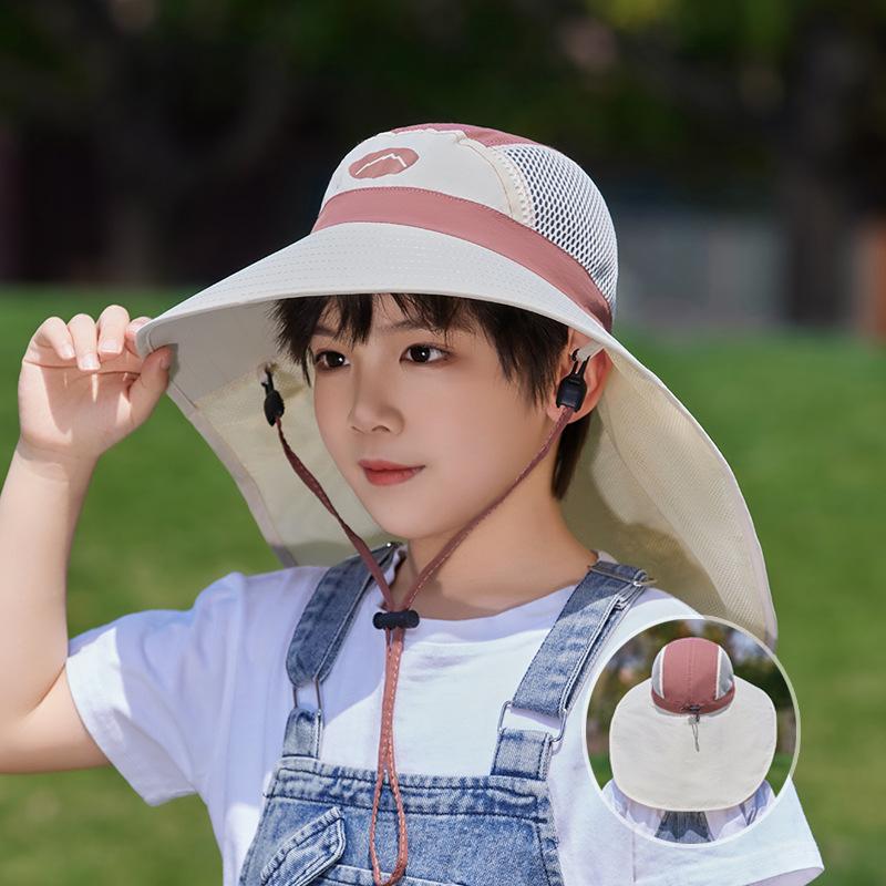 

Children s hats summer boys and girls outdoor travel visor hat big brim shawl sun protection hat quick drying waterproof bucket hat