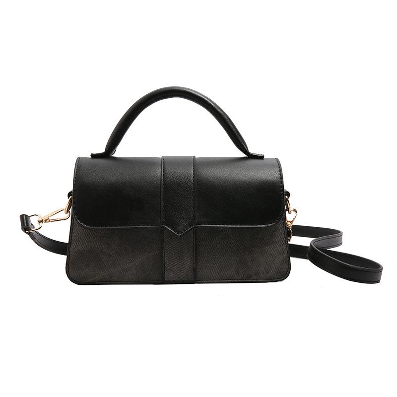 

Женская модная маленькая квадратная сумочка 2024 года - Ретро и универсальная, однотонная сумка на плечо или через плечо чёрный