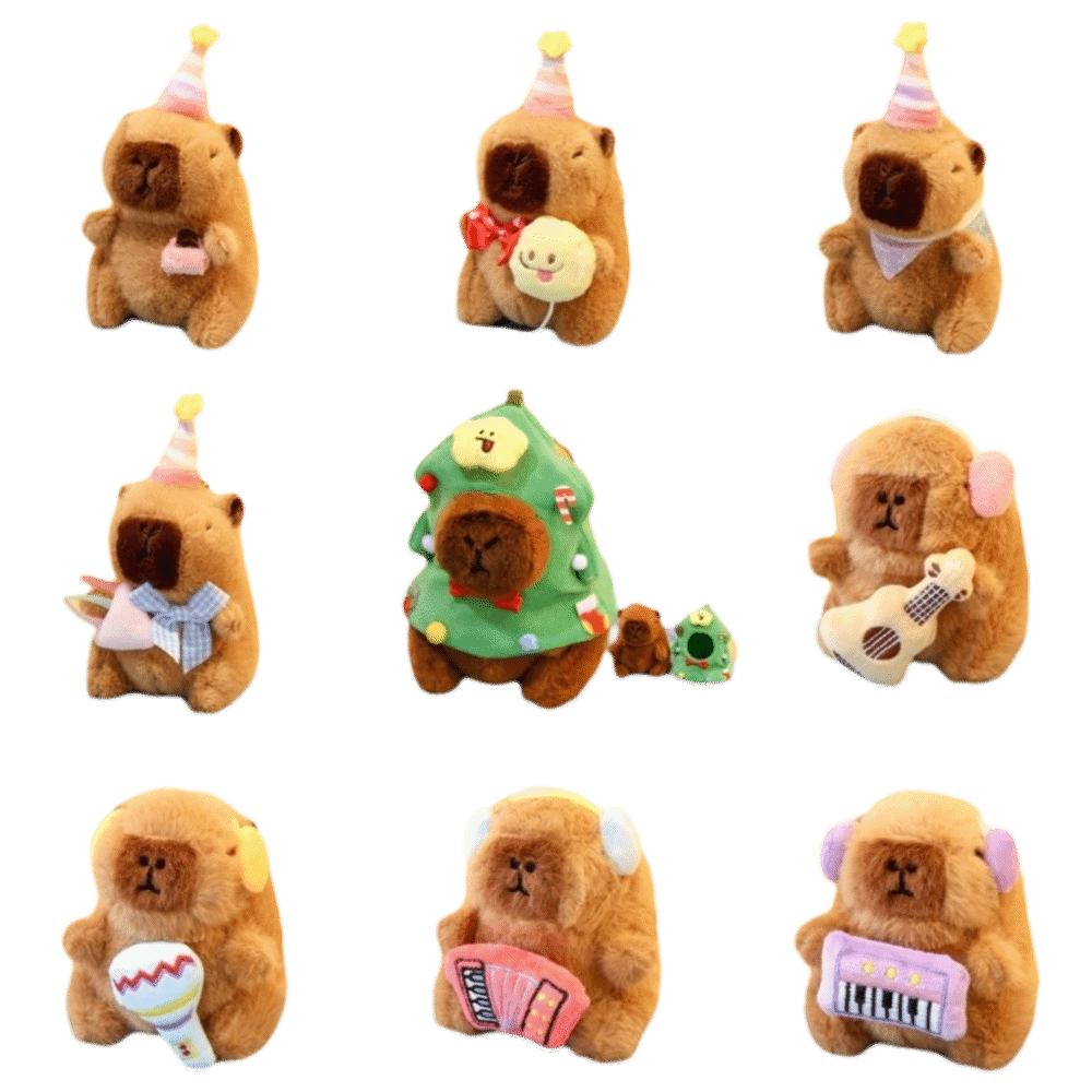 with Instruments Plush Doll Toy Capybara Anime Fluffy Toy Soft Stuffed Keychain Children's Gift