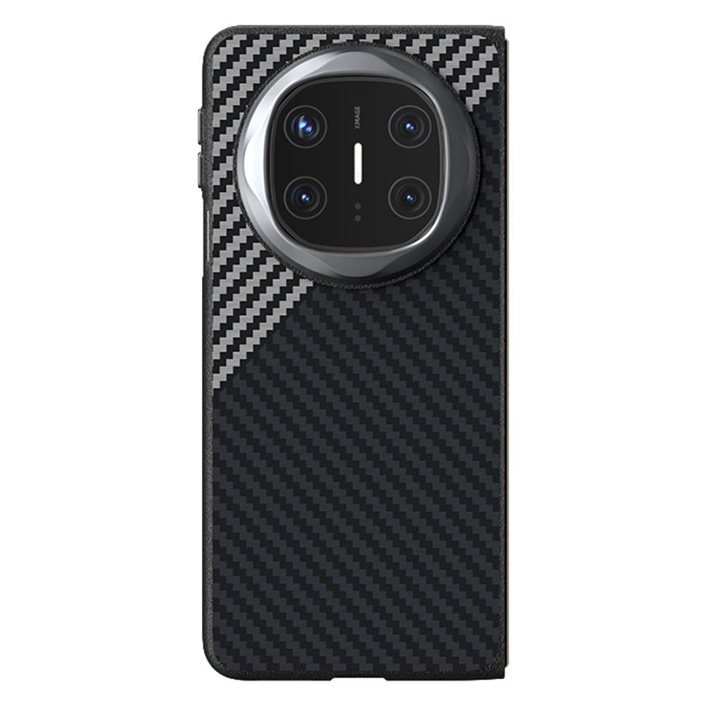 

ABEEL For Huawei Mate X6 Case Compatible with MagSafe Carbon Fiber Texture Back Cover Black/Silver
