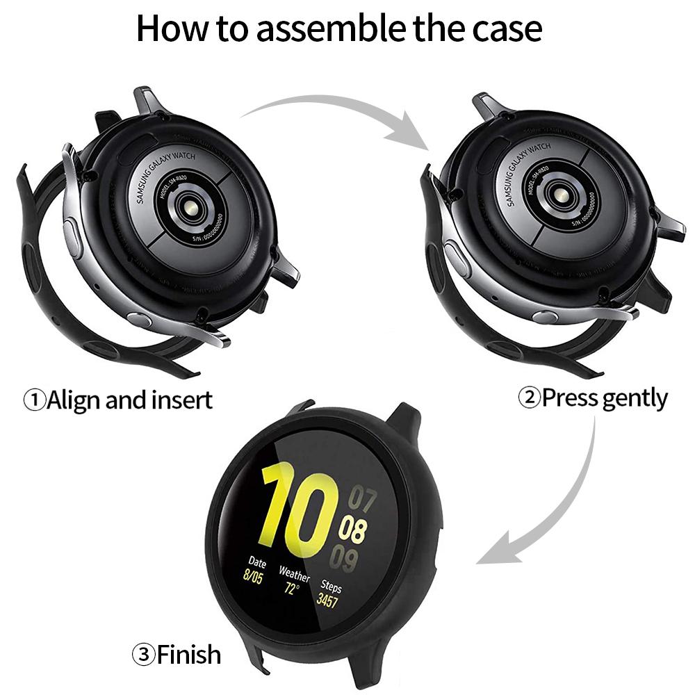 Glass+Case for Samsung Galaxy watch active 2 44mm 40mm All-Around cover bumper+Screen Protector film correa active2 44 mm 40 mm