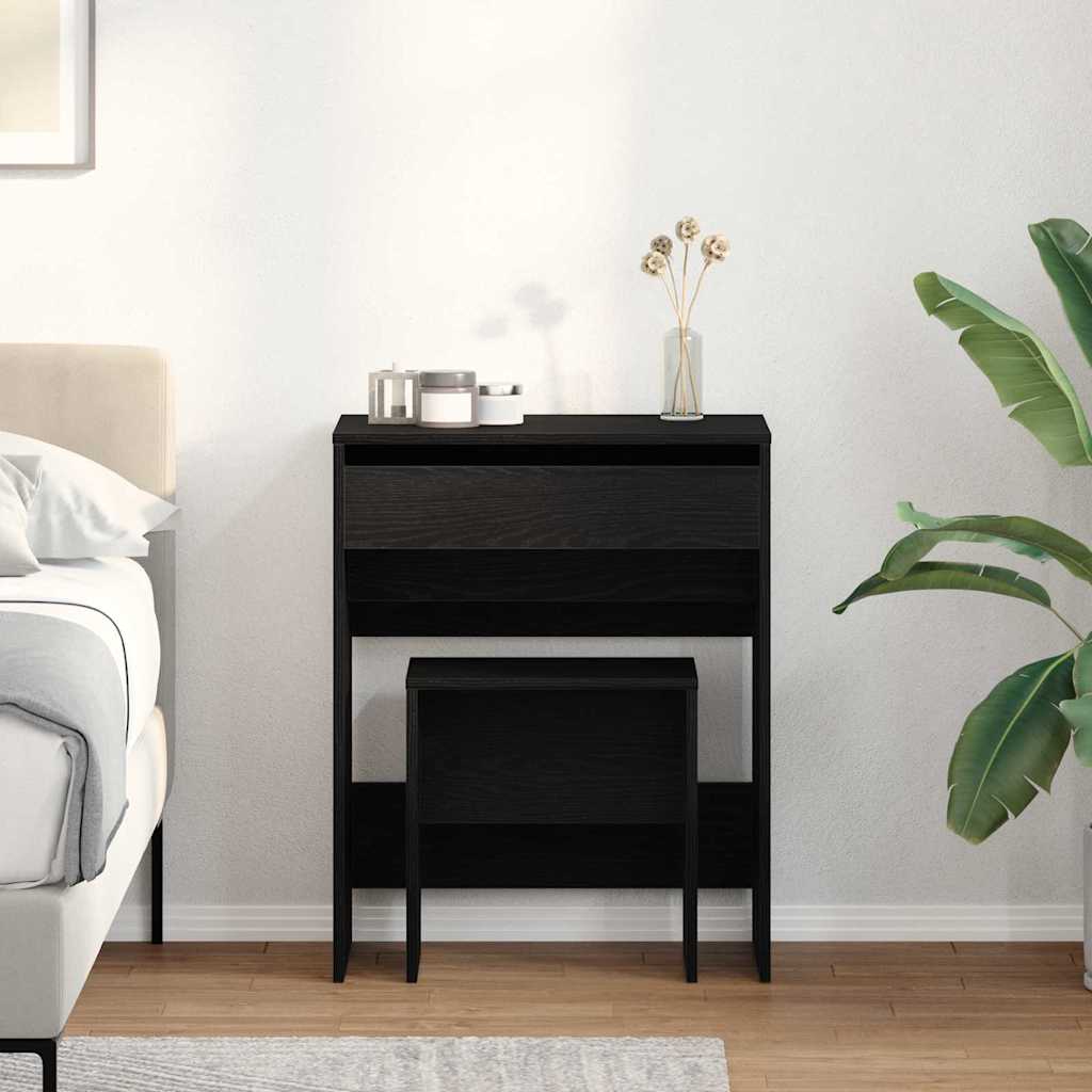 Makeup Table Black Oak Effect 60 x 40 x 75 cm Engineered Wood