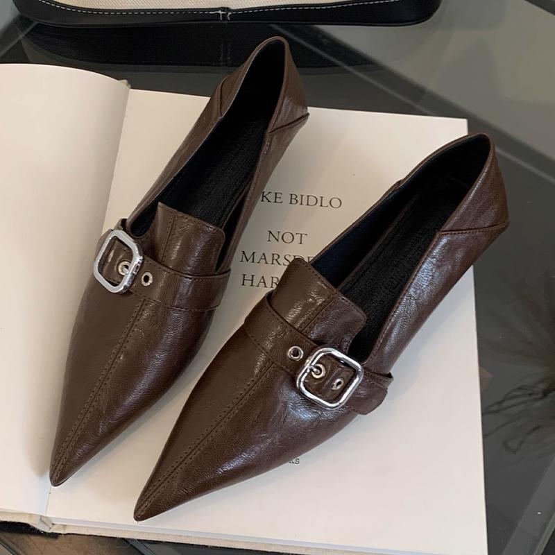 Pointed Toe Women Sexy Loafers Shoes 2025 Trend Low Heels Elegant Fashion Leather Shoes New Designer Party Mature Mujer Zapatos