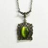 Vintage Grøn Kvarts Krystal Halskæde Imitation af Gammel Metal Halskæde Til Kvinder Vampire Præget Heks Smykke Accessories