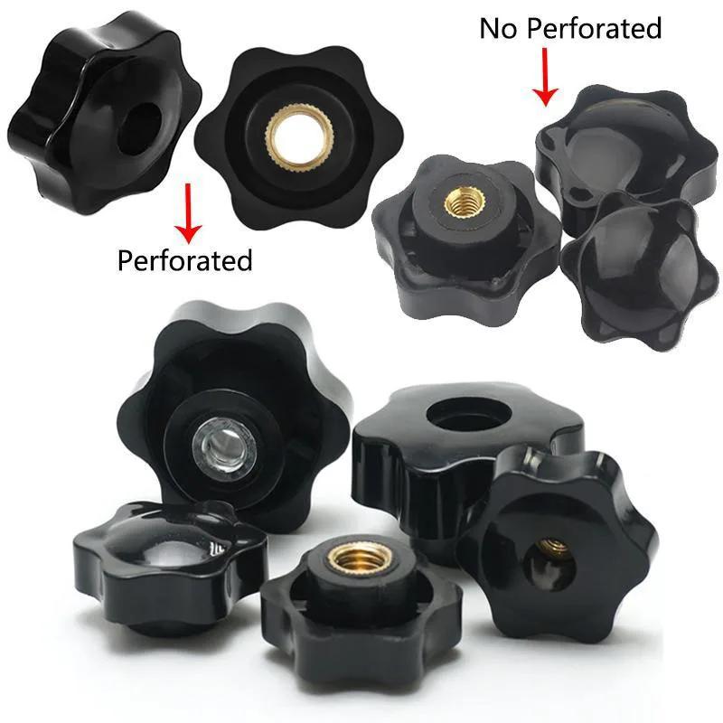 Thumb Knob Nut M4 M5 M6 M8 M10 M12 Black White Clamping Handle Plum Thread Hand Mechanical Manual Tighten Star Six-Lobe Nuts