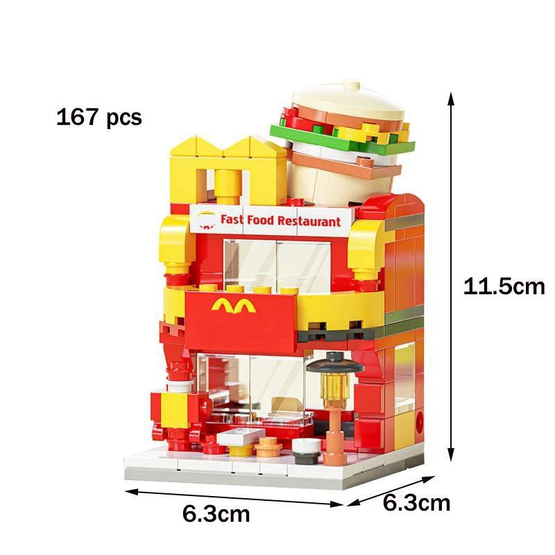 DIY Architecture Mini City Store Street View Food Snake House Building Blocks Classic Movie Model Toys For Kids Girl And Boy