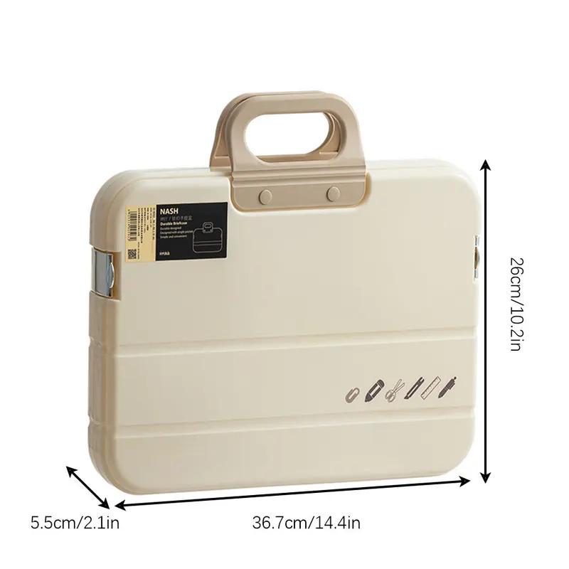 A4 Plastic File Folder With Lock Handle Portable Box File Waterproof Filing Supplies Pencil Case Multi-Purpose Document Bag