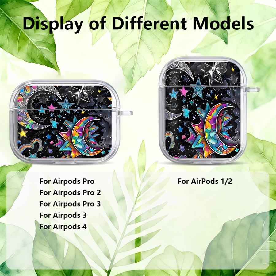 Star Moon Pattern Case For Airpods 2 Pro Pro2 3 Pro3 1 4 Clear Earphone Cases Cover