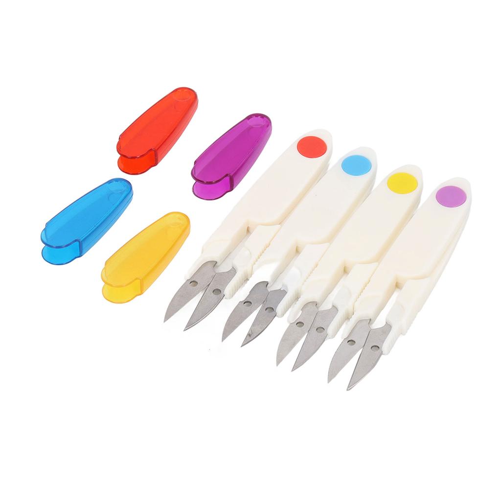 4 Pcs Thread Snips Small Compact U Shaped Fabric Scissors Embroidery Scissors with Cover for DIY