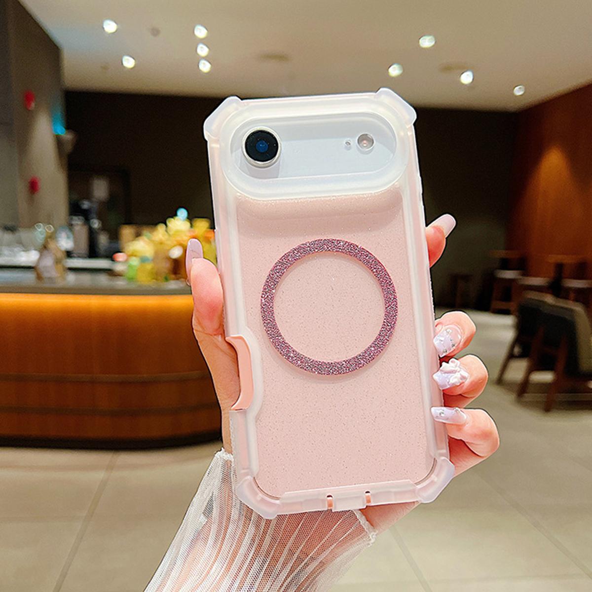 

For iPhone Air Case Compatible with MagSafe Reinforced Corner TPU + PC Transparent Glitter Phone Cover
