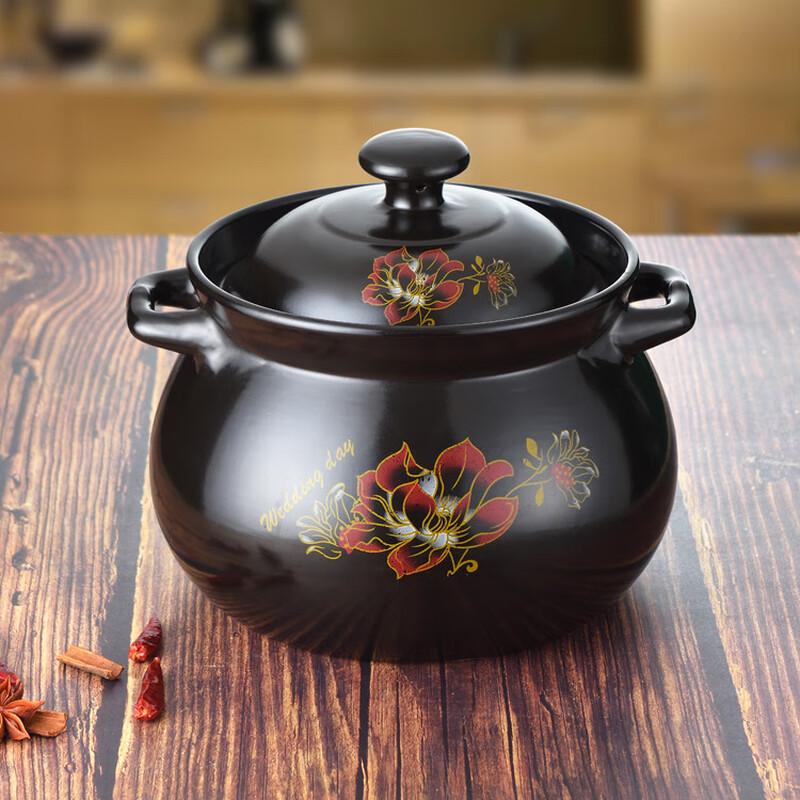 Yalusen Black Red Flower Double-Ear Clay Pot