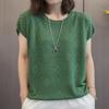 Summer Women's Knitted Short Sleeved T-shirt Loose Round Neck Women's Knitted Top