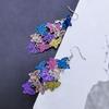 Metal Butterfly Earrings Purple Colorful Long Earring Party Jewelry Holiday Gift