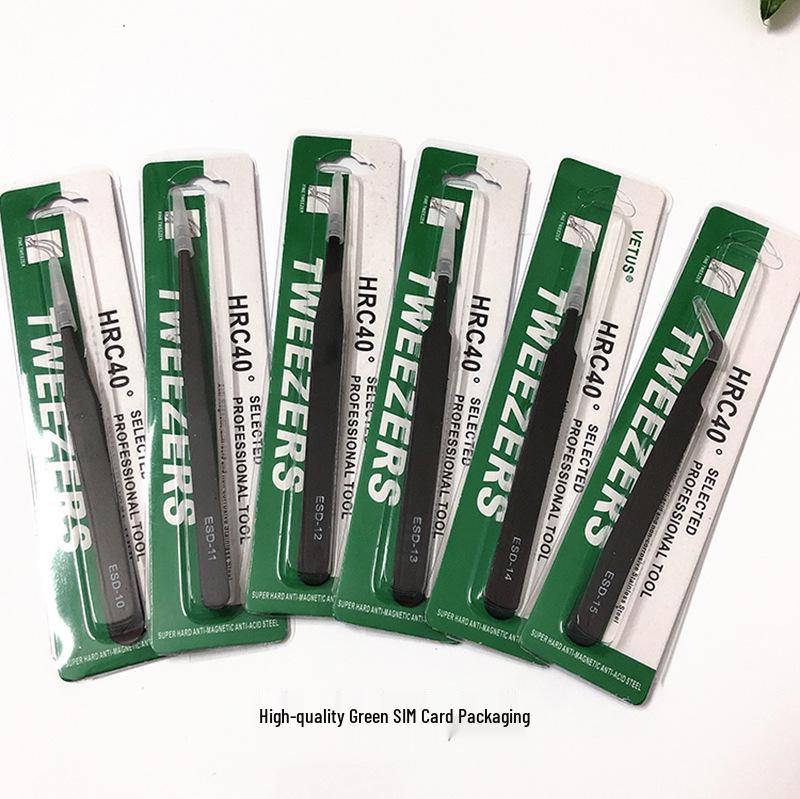 Stainless Steel ESD Tweezers for Eyelash, Nail Art, Bird's Nest, Feather Plucking, and Electronic Disassembly