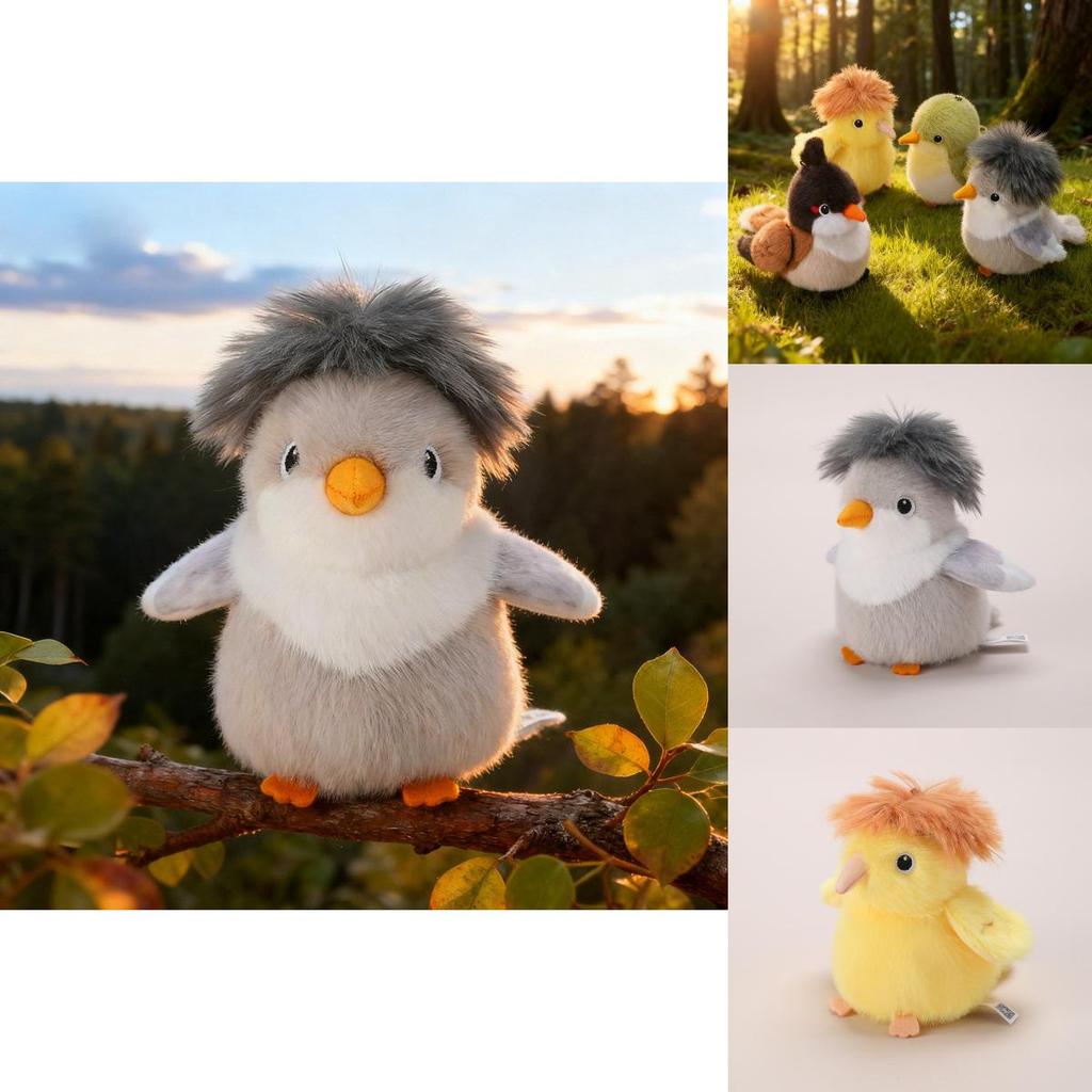 Simulated Island Canary White Eye Red Whiskered Bulbul Plush Toy Doll For Collectors And Backpack Decor
