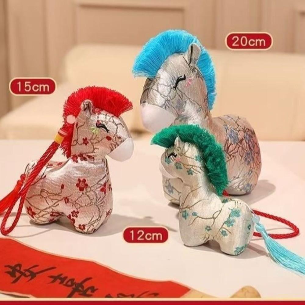 Tassel Tail Horse Plush Doll PP Cotton Filling Pony Decor Cute New Year Mascot Decor  Office Decor