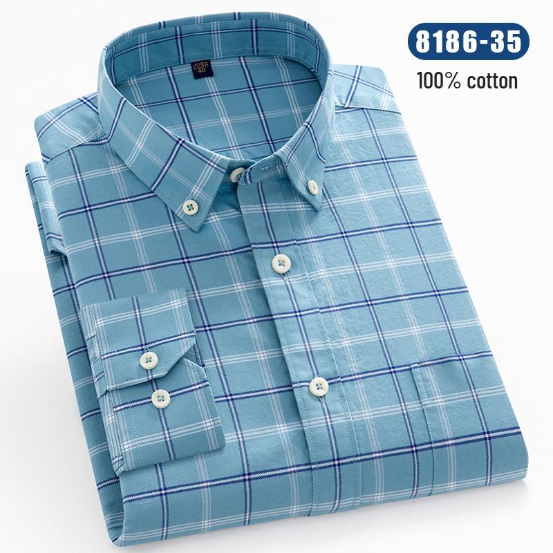Men's Long Sleeve Striped Oxford Button-Down Shirt - New Color