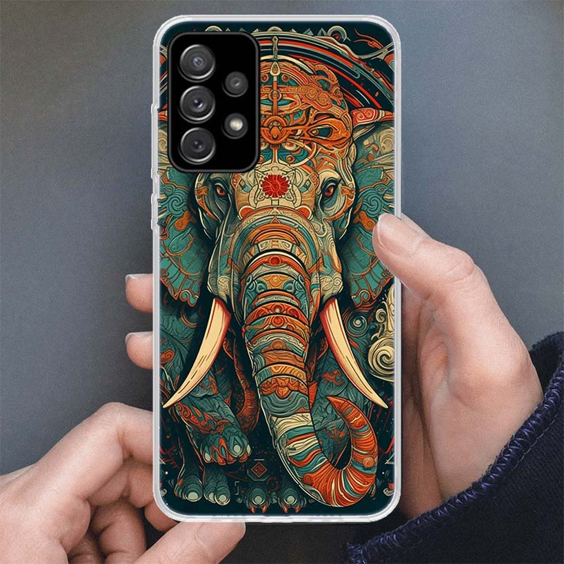 Elephant Mandala Aztec Phone Case For Samsung Galaxy A17 A16 A56 A15 A55 A14 A54 A13 A53 A36 A35 A34 A33 A26 A25 A24 A23 A05S A0