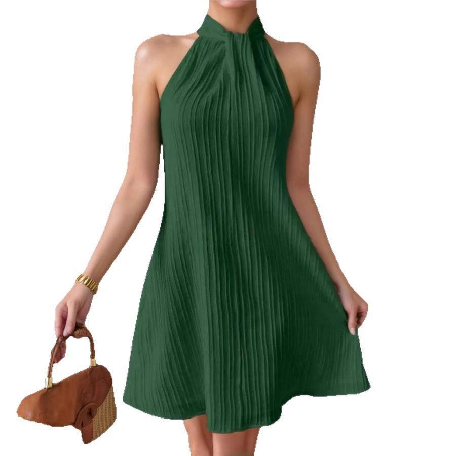 Summer New Women's Kimono Robe Dress with Pleats and Draping Short Skirt