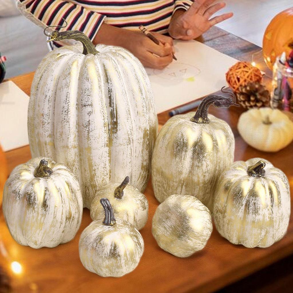 7x Fake Pumpkins Model Small Cute DIY Harvest Decorative Lifelike Fake Foam