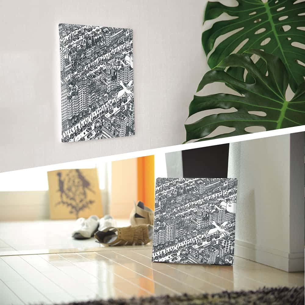 Art Deli Cityscape Monochrome Fabric Wall Art Panel, 57 x 57 cm