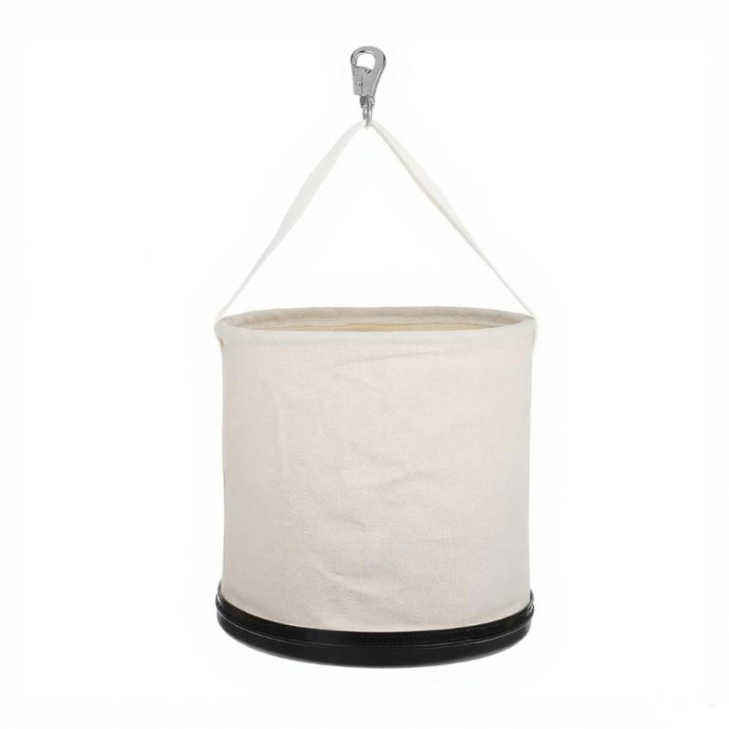 Oversized Tool Storage Bag Reinforced Bottom Canvas Utility Bucket with Shoulder Strap Workshop Use