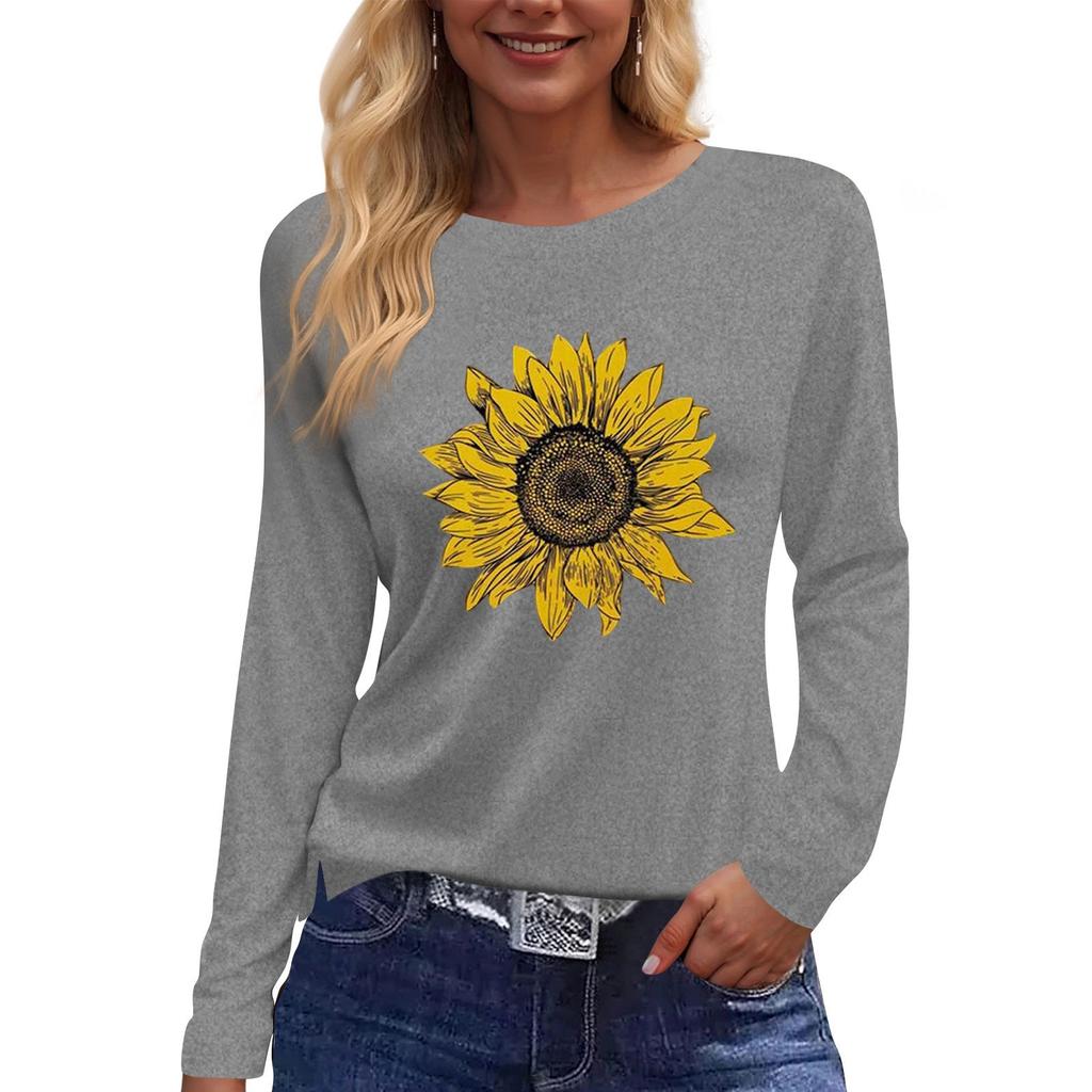 Dámská móda Ležérní Dlouhý rukáv Potisk Kulatý výstřih Pulovr Top Halenka